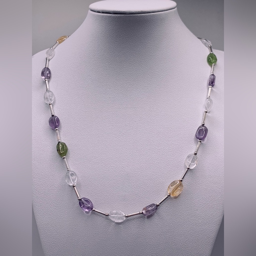 Silpada Rare Sterling Silver Multi Semi-Precious Stone Toggle Necklace